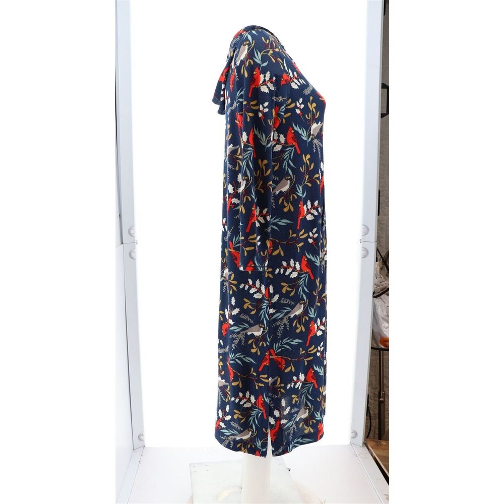 Comfort Code Brushed Knit Long-Slv Hooded Lounger Cardinal Birds 723037P - Picture 7 of 8